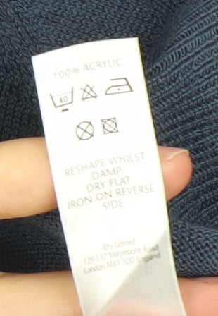 BHS Mens Blue Acrylic Crew Neck Pullover Jumper Size L