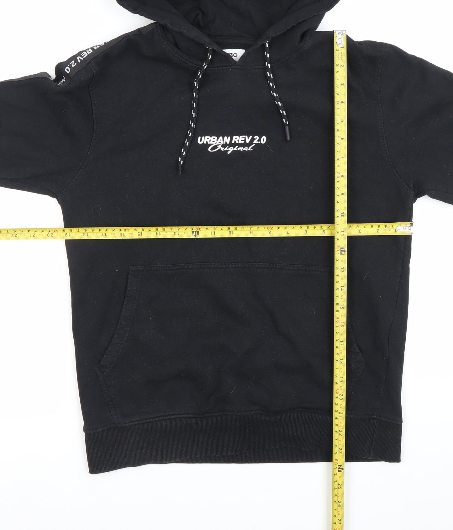 Reo Men’s Black Pullover Hoodie Medium Urban Graphic Logo