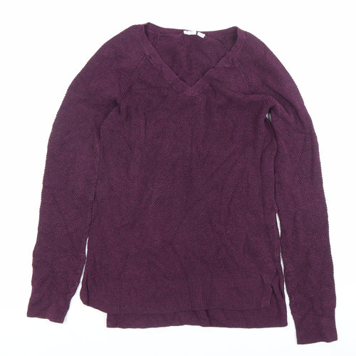 GAP Womens Purple XS V-Neck Pullover Knit Jumper Long Sleeve