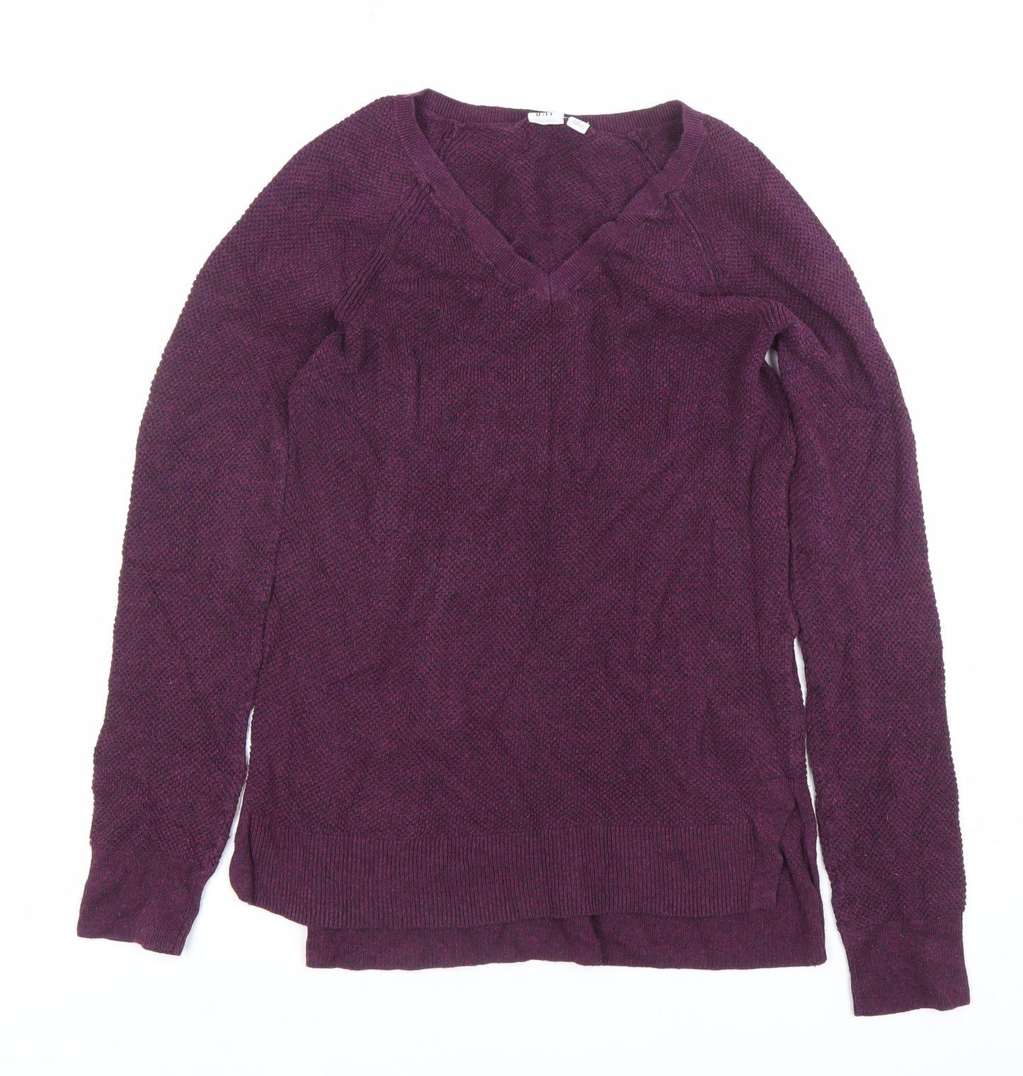 GAP Womens Purple XS V-Neck Pullover Knit Jumper Long Sleeve