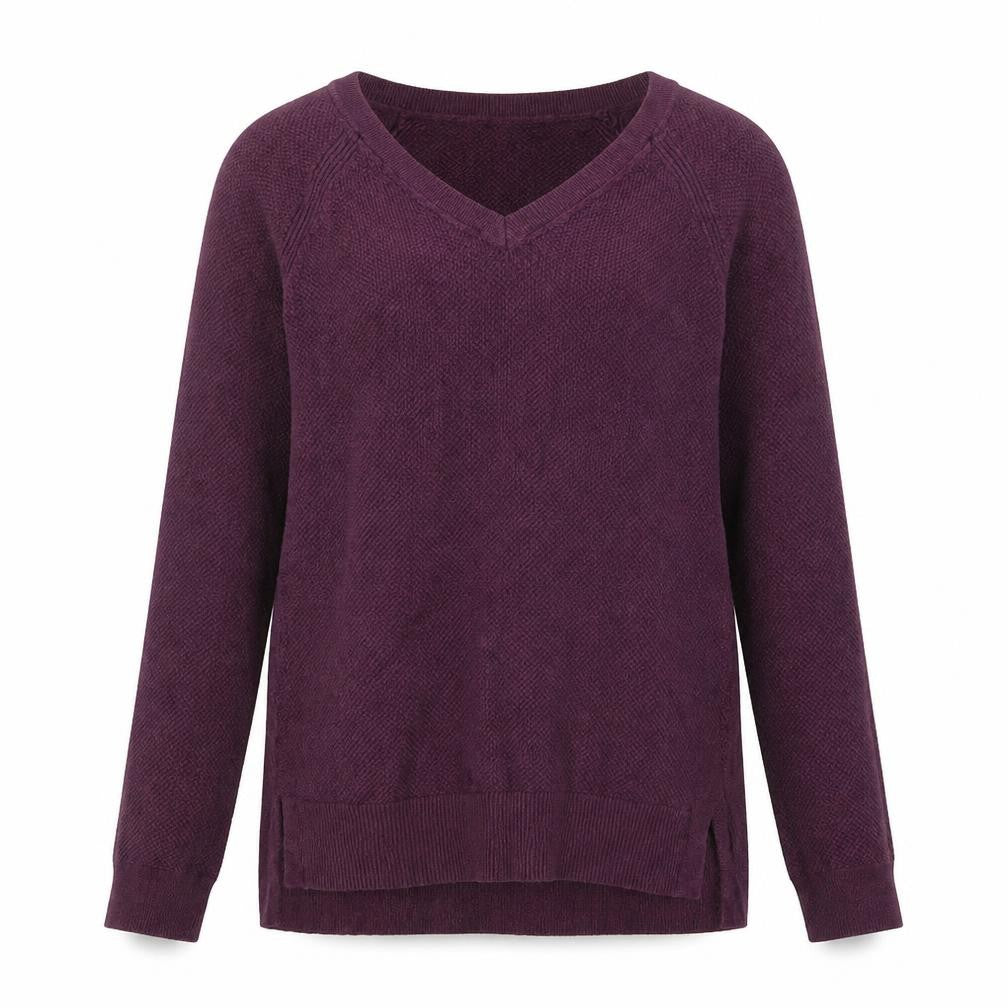 Front view of Gap women’s purple xs v-neck pullover knit jumper long sleeve