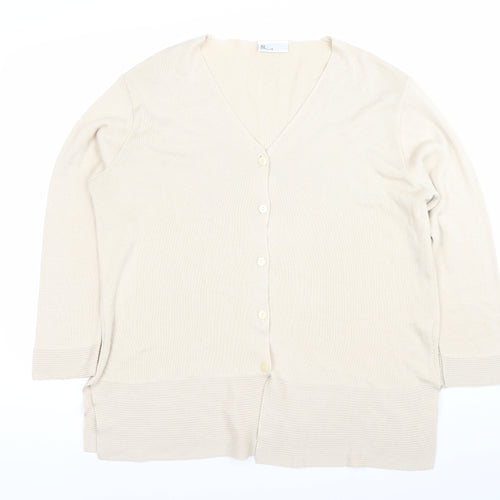 Marks and Spencer Womens Beige Size 16 V-Neck Button Cardigan