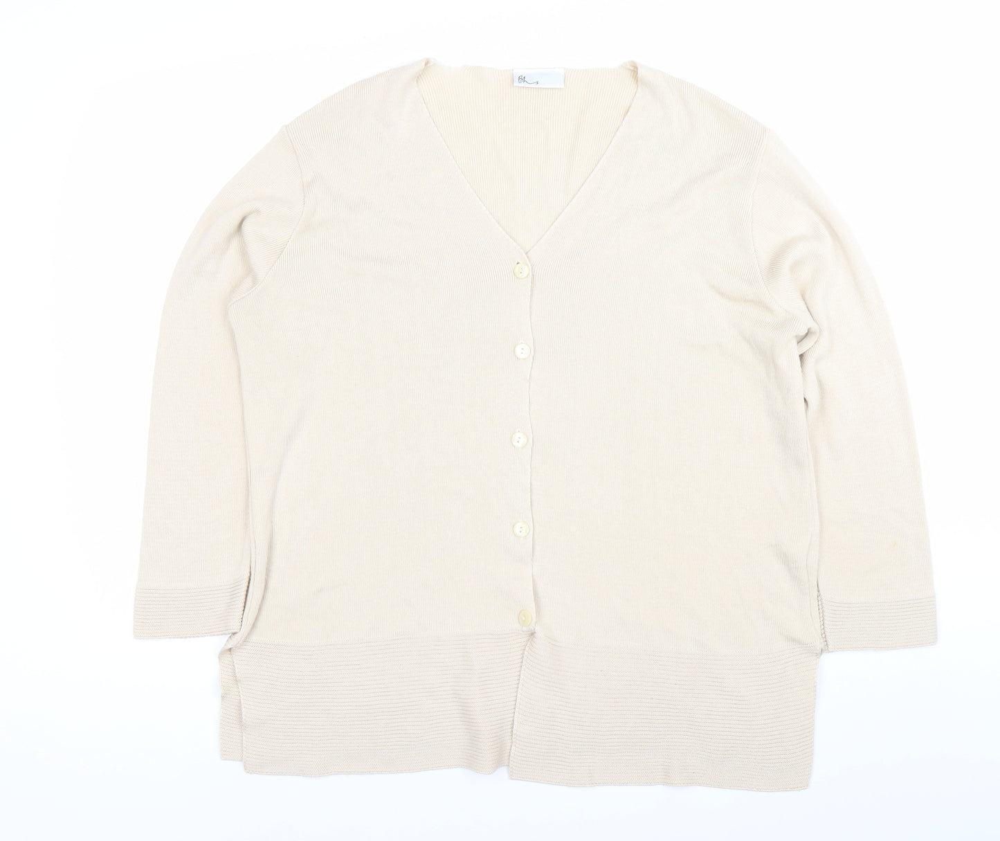 Marks and Spencer Womens Beige Size 16 V-Neck Button Cardigan