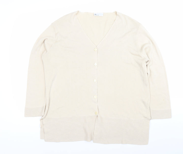 Marks and Spencer Womens Beige Size 16 V-Neck Button Cardigan