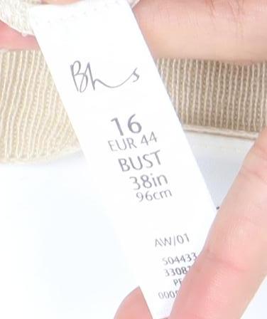 Marks and Spencer Womens Beige Size 16 V-Neck Button Cardigan