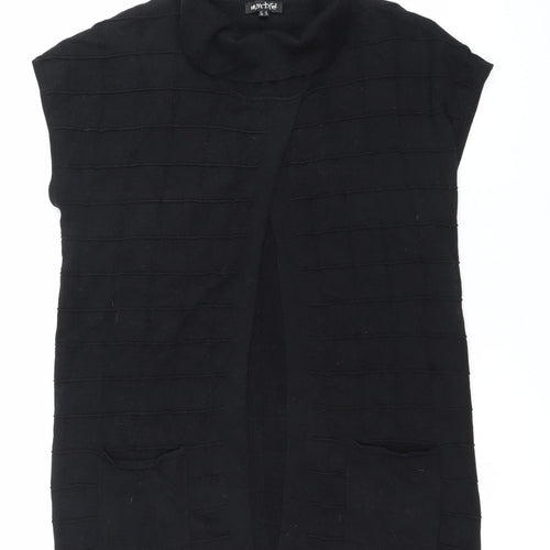 Marxke Womens Black M Roll Neck Short Sleeve Cotton Cardigan