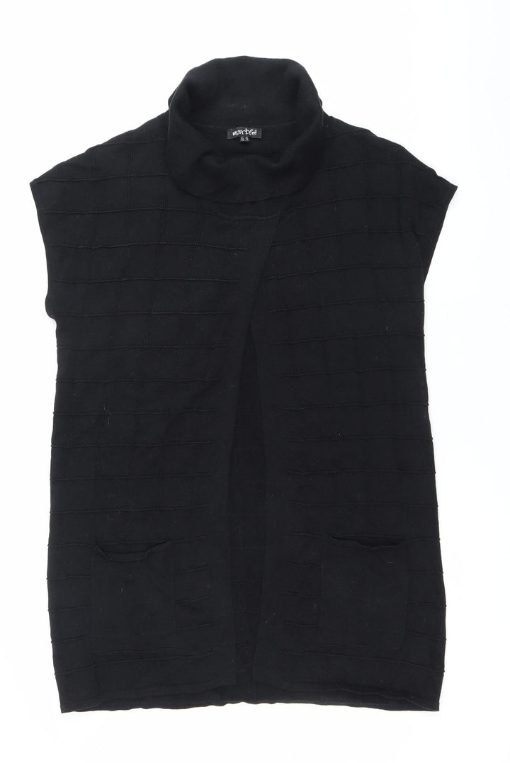 Marxke Womens Black M Roll Neck Short Sleeve Cotton Cardigan