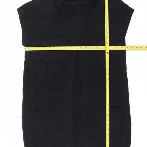 Marxke Womens Black M Roll Neck Short Sleeve Cotton Cardigan