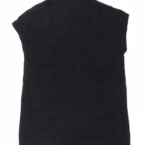 Marxke Womens Black M Roll Neck Short Sleeve Cotton Cardigan
