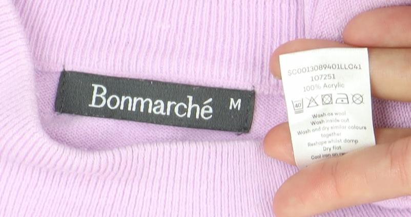 Bonmarche Womens Purple Mock Neck Acrylic Pullover Jumper Size M