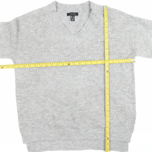 New Look Women’s Grey V-Neck Pullover Jumper Size S Knitwear