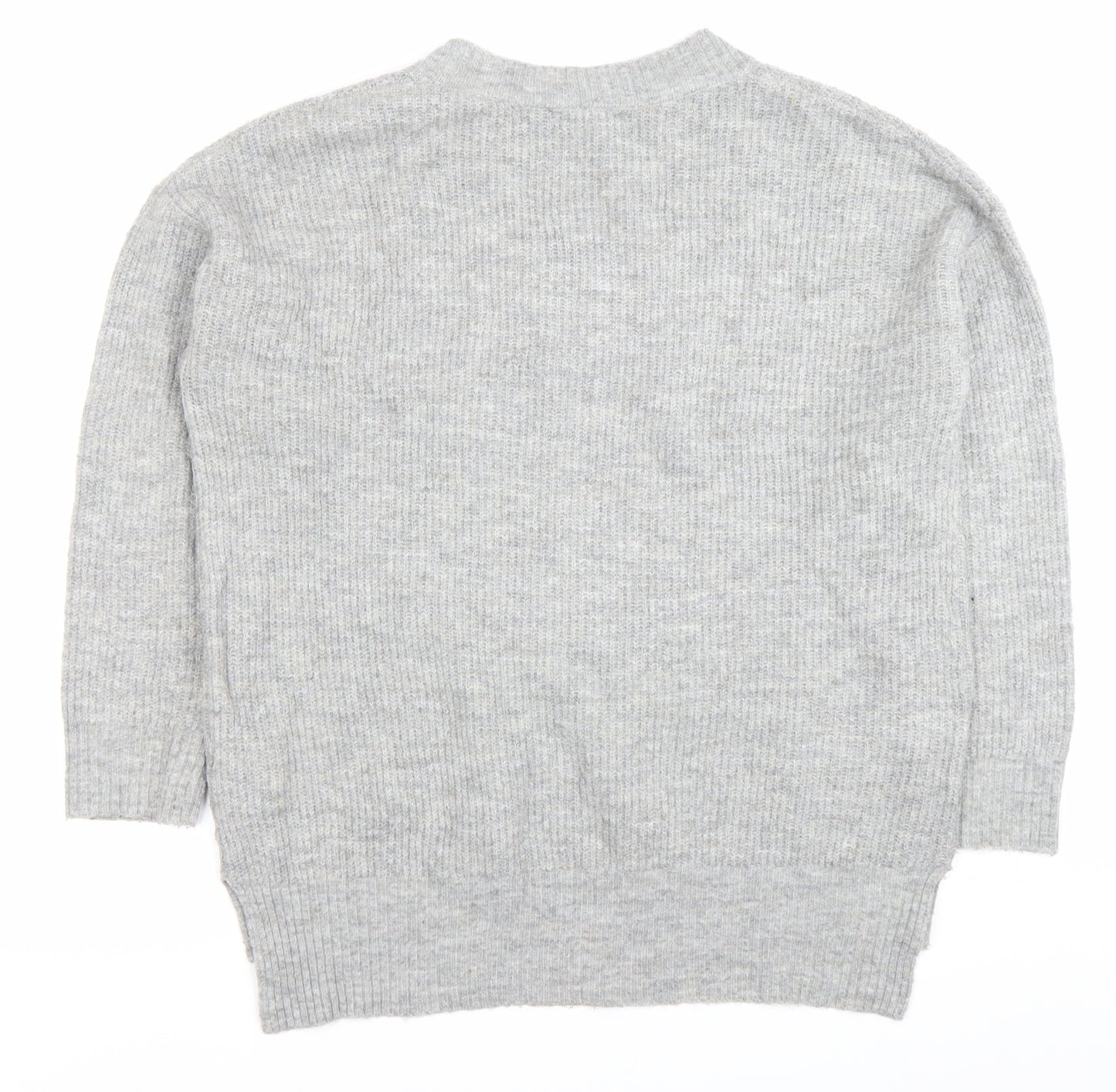 New Look Women’s Grey V-Neck Pullover Jumper Size S Knitwear