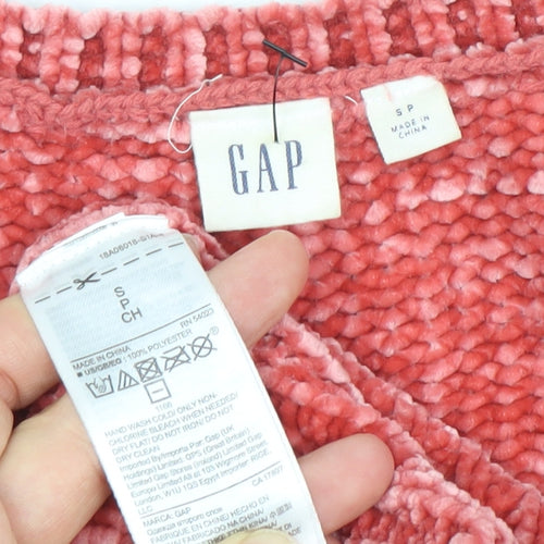 GAP Womens Red Petite Small V-Neck Pullover Jumper Polyester Knit