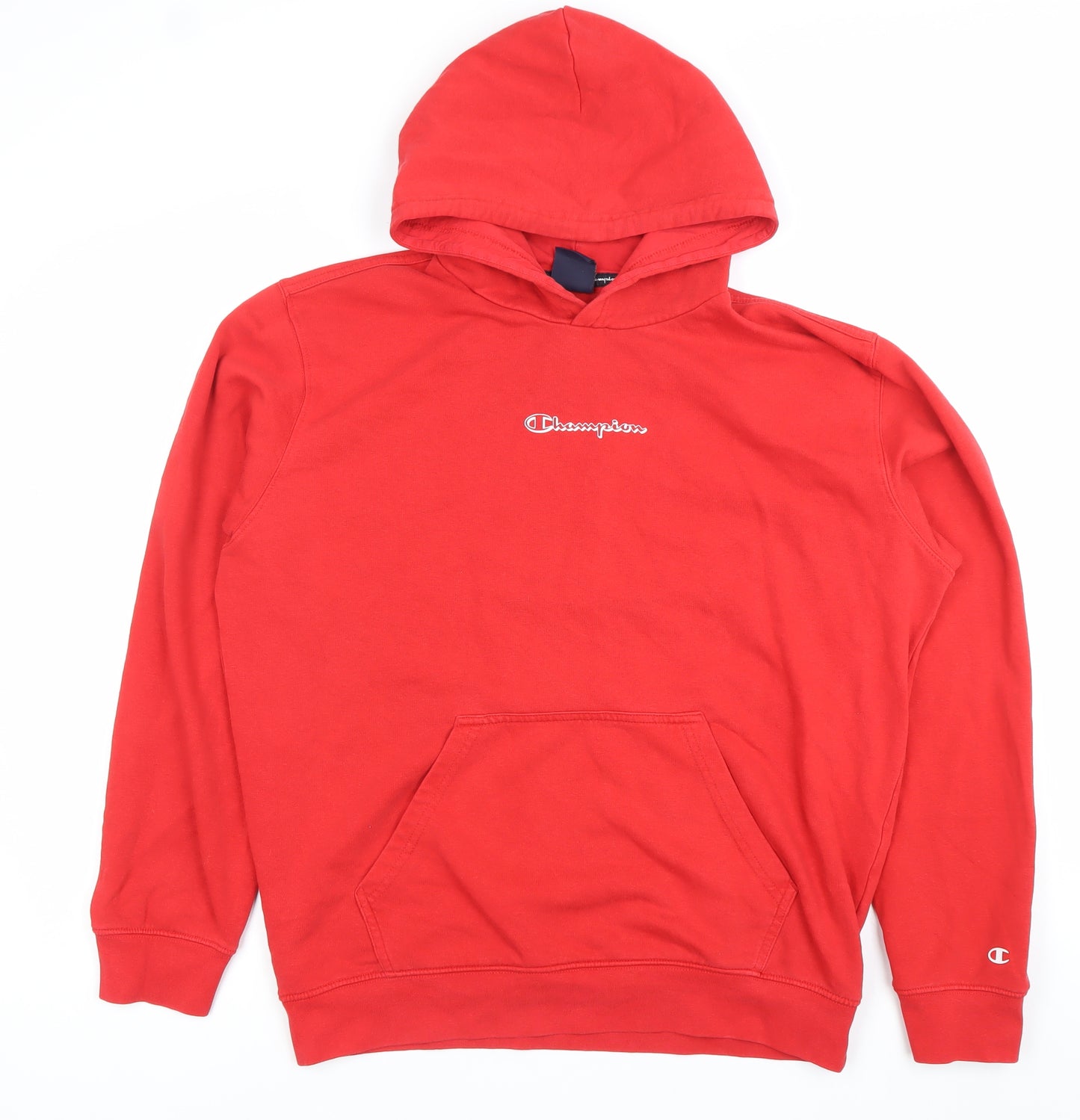 Champion Men’s Red Pullover Hoodie Size L Logo Sweatshirt