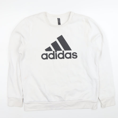 Adidas Mens White 7XL Pullover Sweatshirt Crew Neck Logo Golf