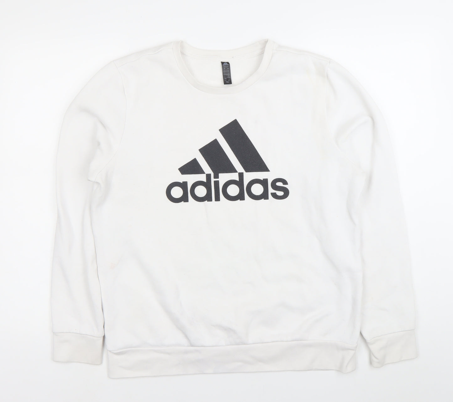 Adidas Mens White 7XL Pullover Sweatshirt Crew Neck Logo Golf