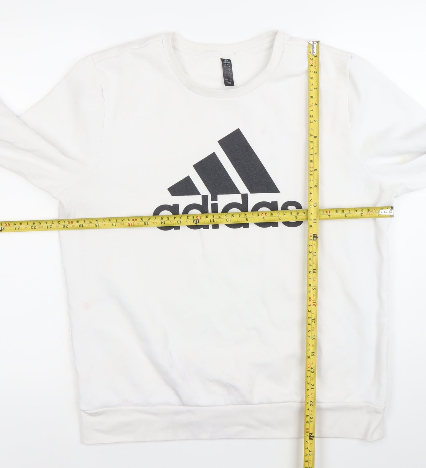 Adidas Mens White 7XL Pullover Sweatshirt Crew Neck Logo Golf
