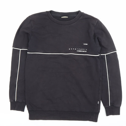 Napapijri Boys Black Sweatshirt Pullover Logo Crew Neck 14 Years