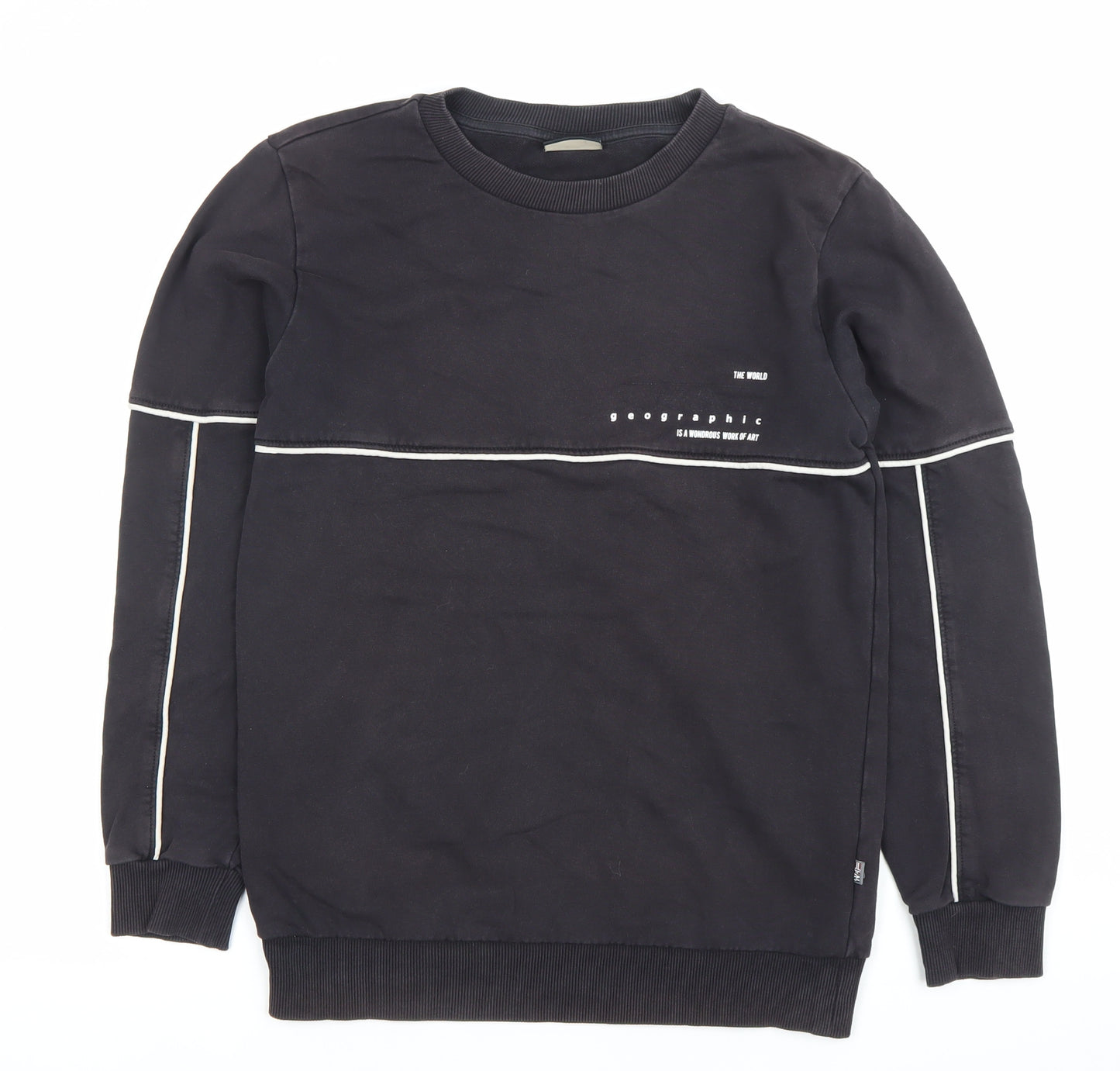 Napapijri Boys Black Sweatshirt Pullover Logo Crew Neck 14 Years