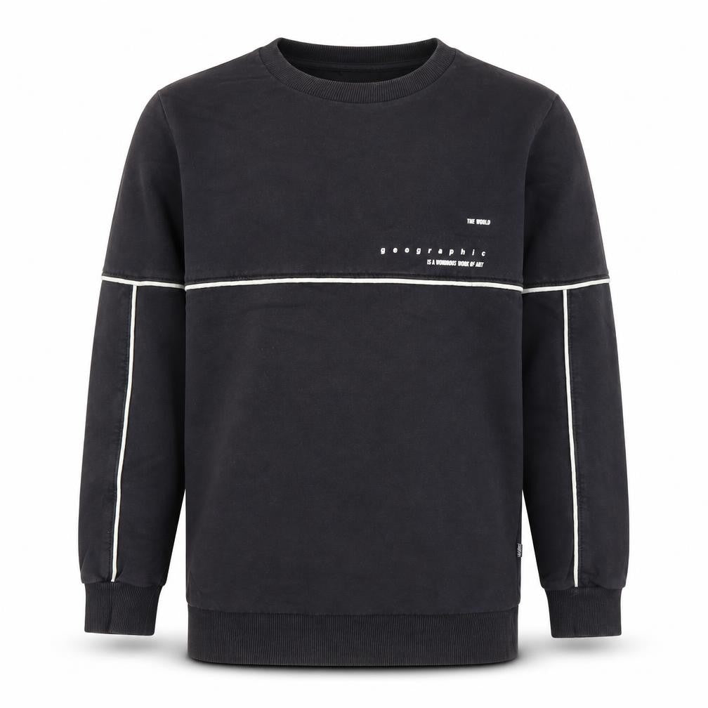 Front view of Napapijri boys’ black sweatshirt pullover logo crew neck 14 years