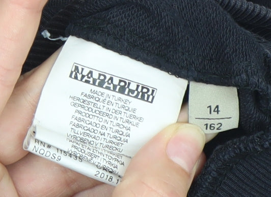 Napapijri Boys Black Sweatshirt Pullover Logo Crew Neck 14 Years