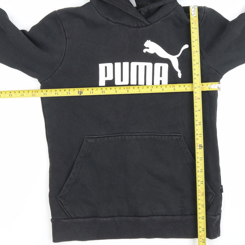 Puma Boys Black Pullover Hoodie 2XS Regular Fit with Logo Graphic