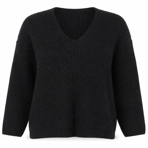 Mango Women’s Black V-Neck Pullover Jumper Size S Wool Blend