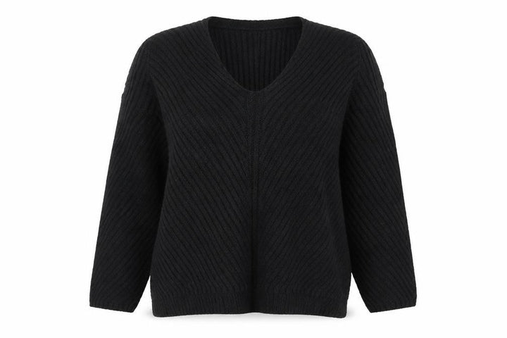 Mango Women’s Black V-Neck Pullover Jumper Size S Wool Blend