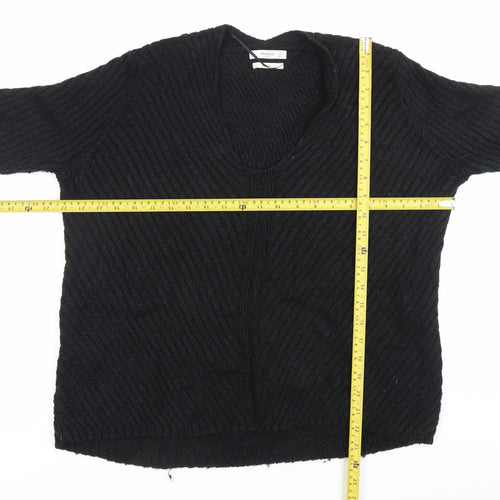 Mango Women’s Black V-Neck Pullover Jumper Size S Wool Blend