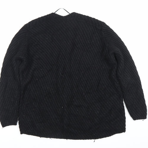Mango Women’s Black V-Neck Pullover Jumper Size S Wool Blend