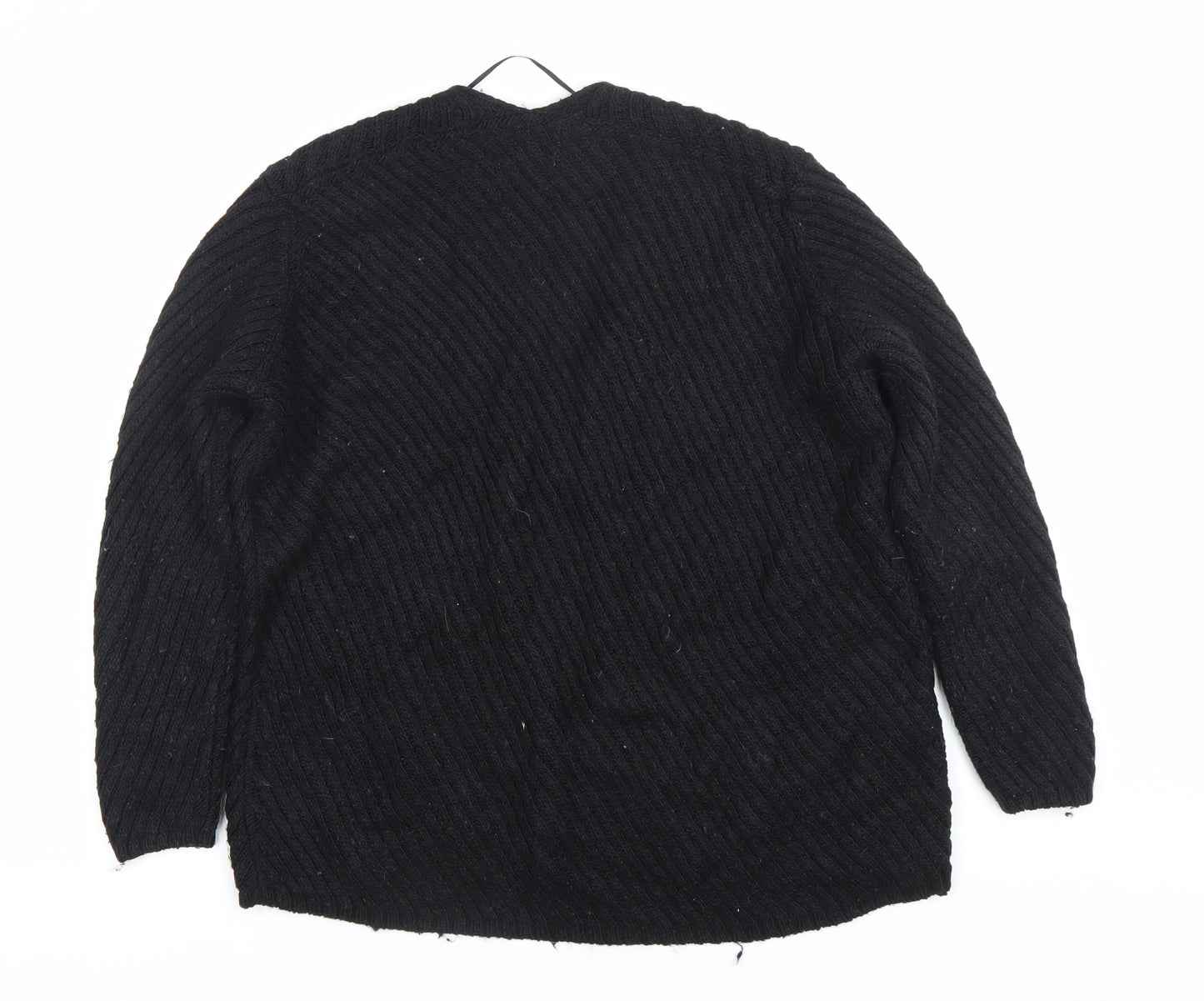 Mango Women’s Black V-Neck Pullover Jumper Size S Wool Blend