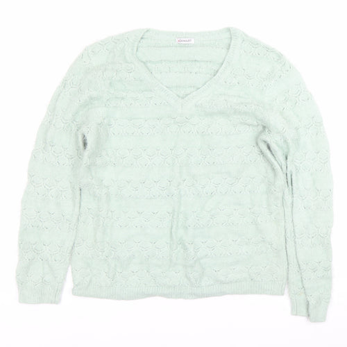 Damart Womens Green V-Neck Knit Pullover Jumper Size M