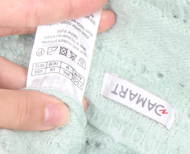 Damart Womens Green V-Neck Knit Pullover Jumper Size M