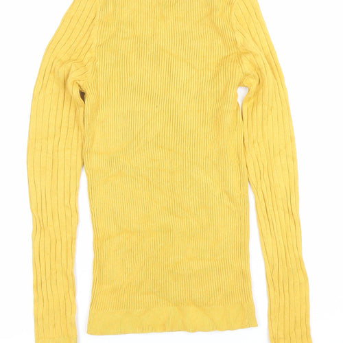 New Look Womens Yellow Ribbed Knit Slim Pullover Jumper UK 10