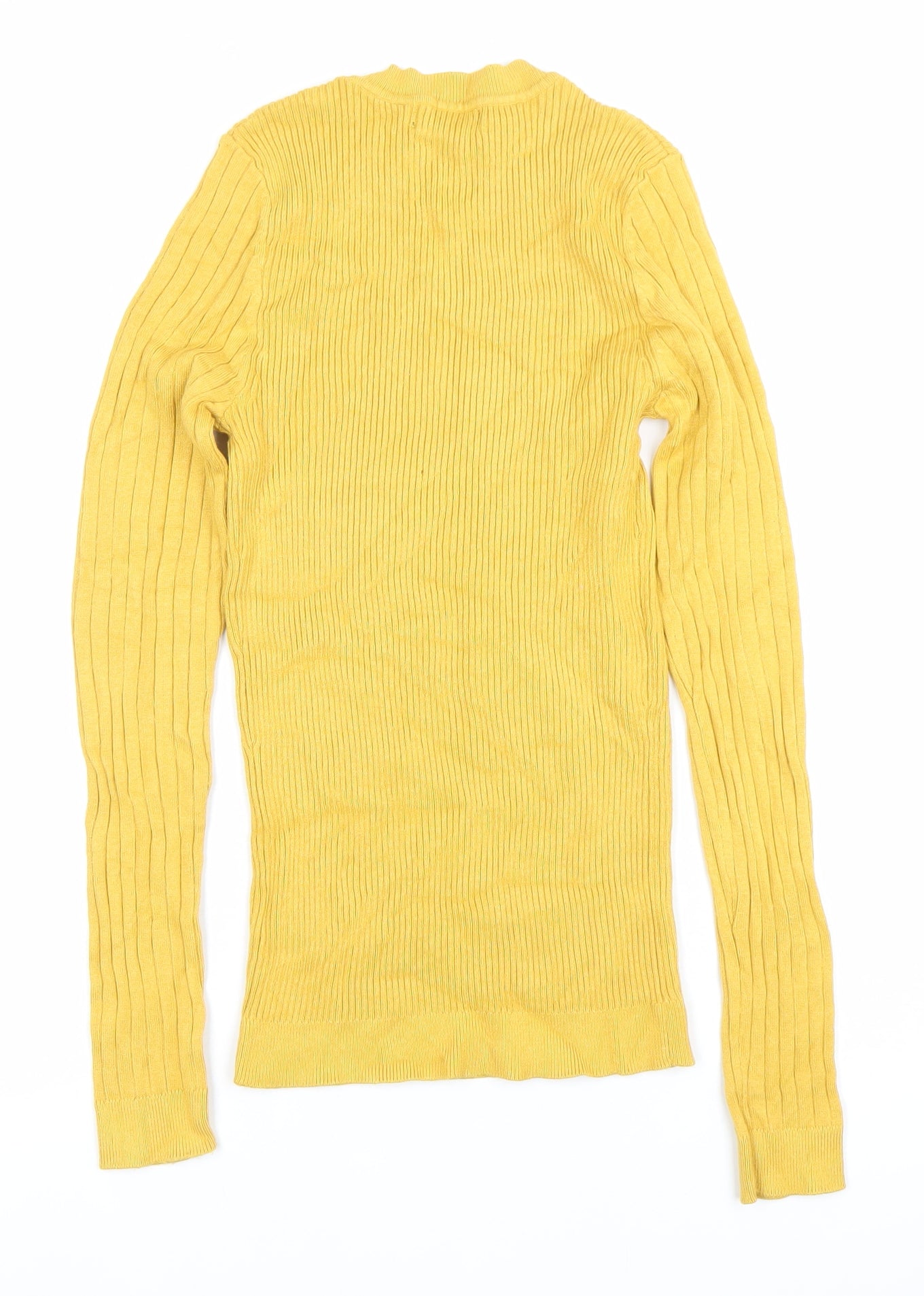 New Look Womens Yellow Ribbed Knit Slim Pullover Jumper UK 10