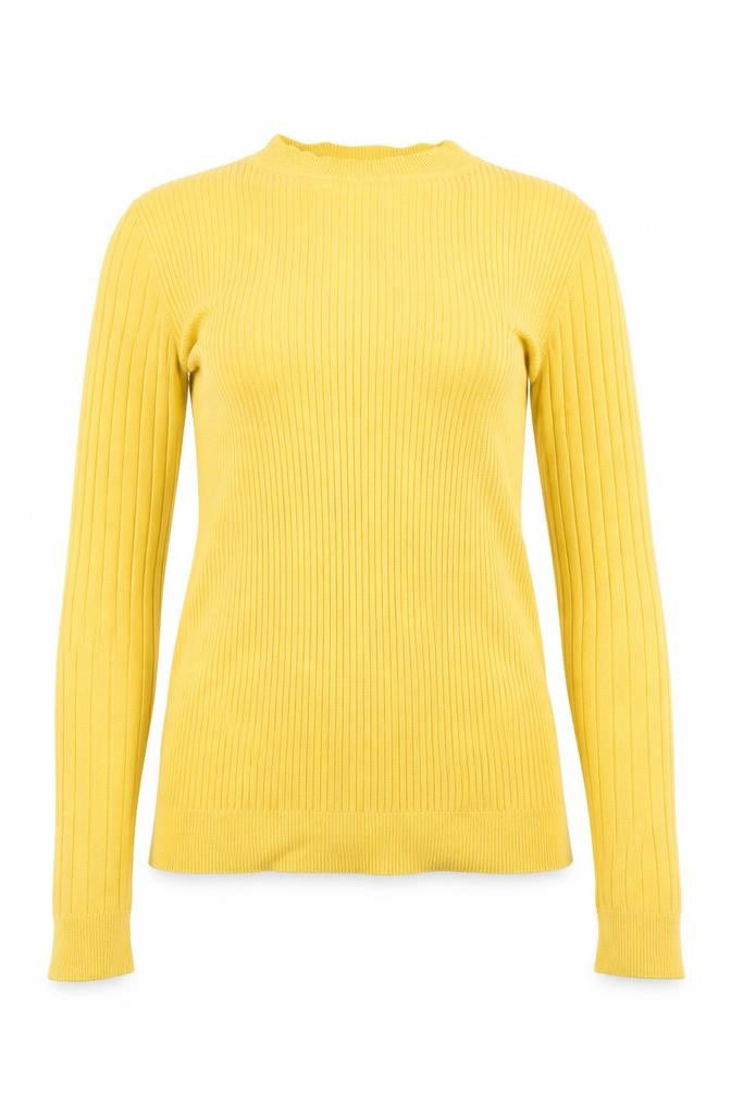 Front view of New Look women’s yellow ribbed knit slim jumper uk 10