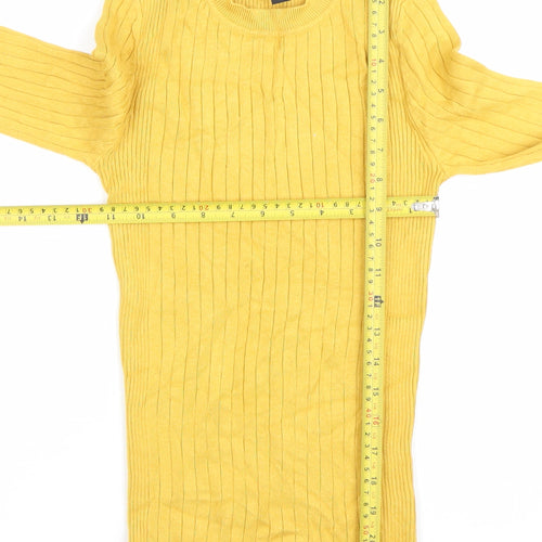New Look Womens Yellow Ribbed Knit Slim Pullover Jumper UK 10