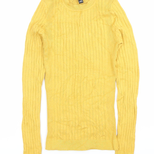 New Look Womens Yellow Ribbed Knit Slim Pullover Jumper UK 10