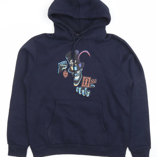 Disney Men’s Blue Graphic Pullover Hoodie Size M Cotton Blend