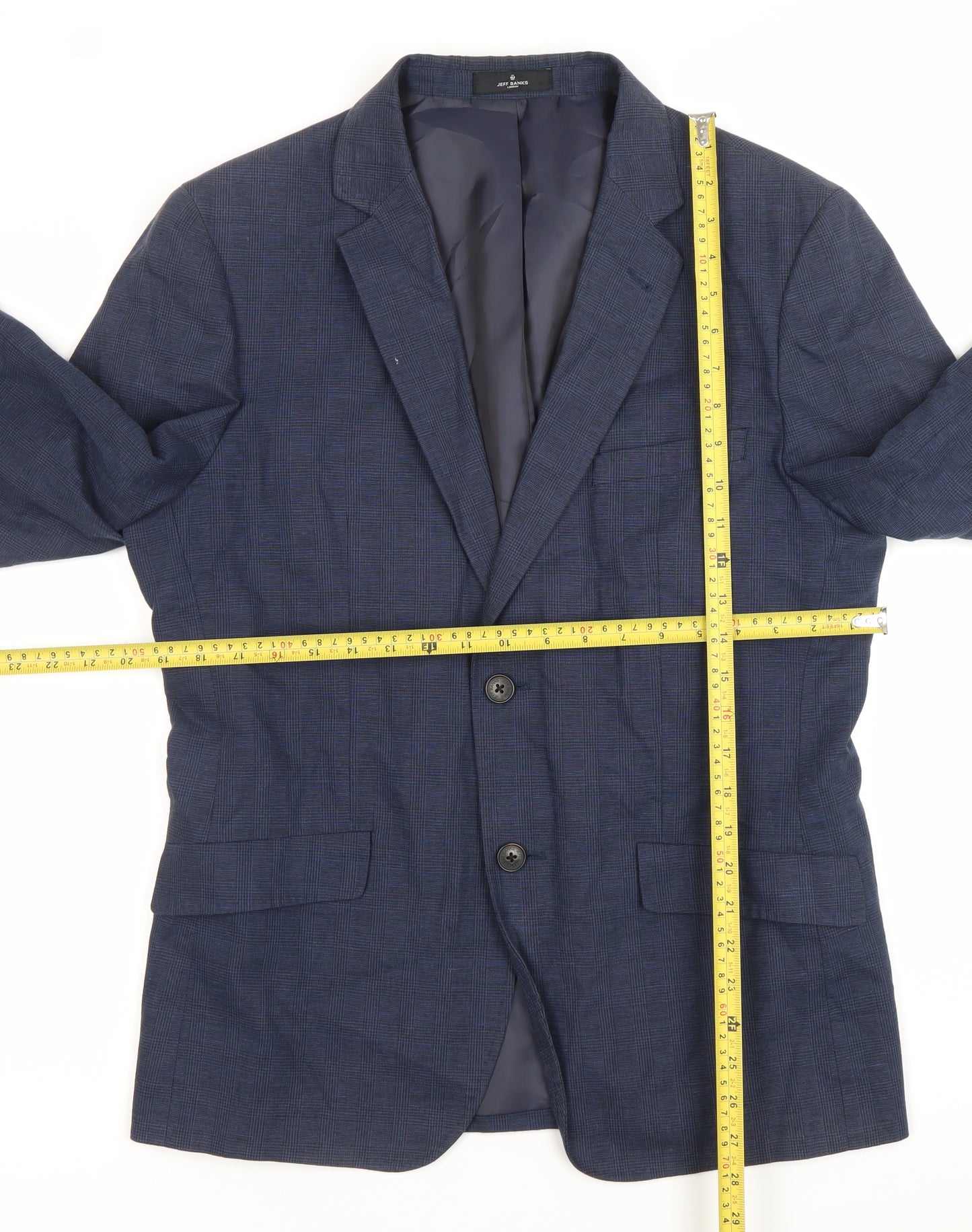 Jeff Banks Men’s Blue Checked 38R Regular Fit Blazer Jacket