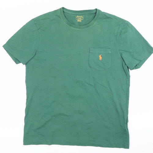 Ralph Lauren Mens Green M Slim Fit Crew Neck Logo T-Shirt