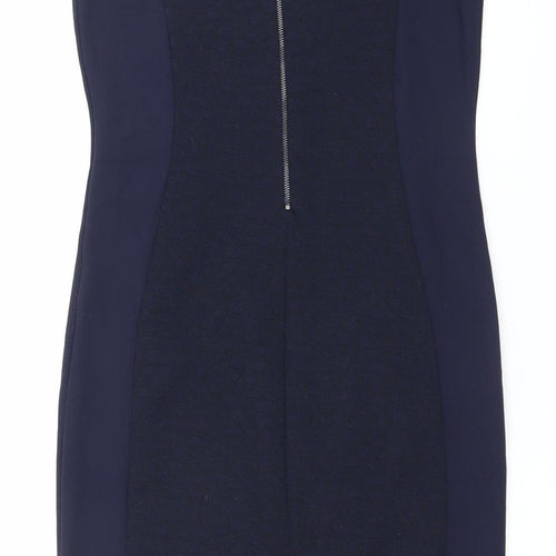 Next Women's Blue Sheath Dress UK 10 Sleeveless Knee Length Workwear