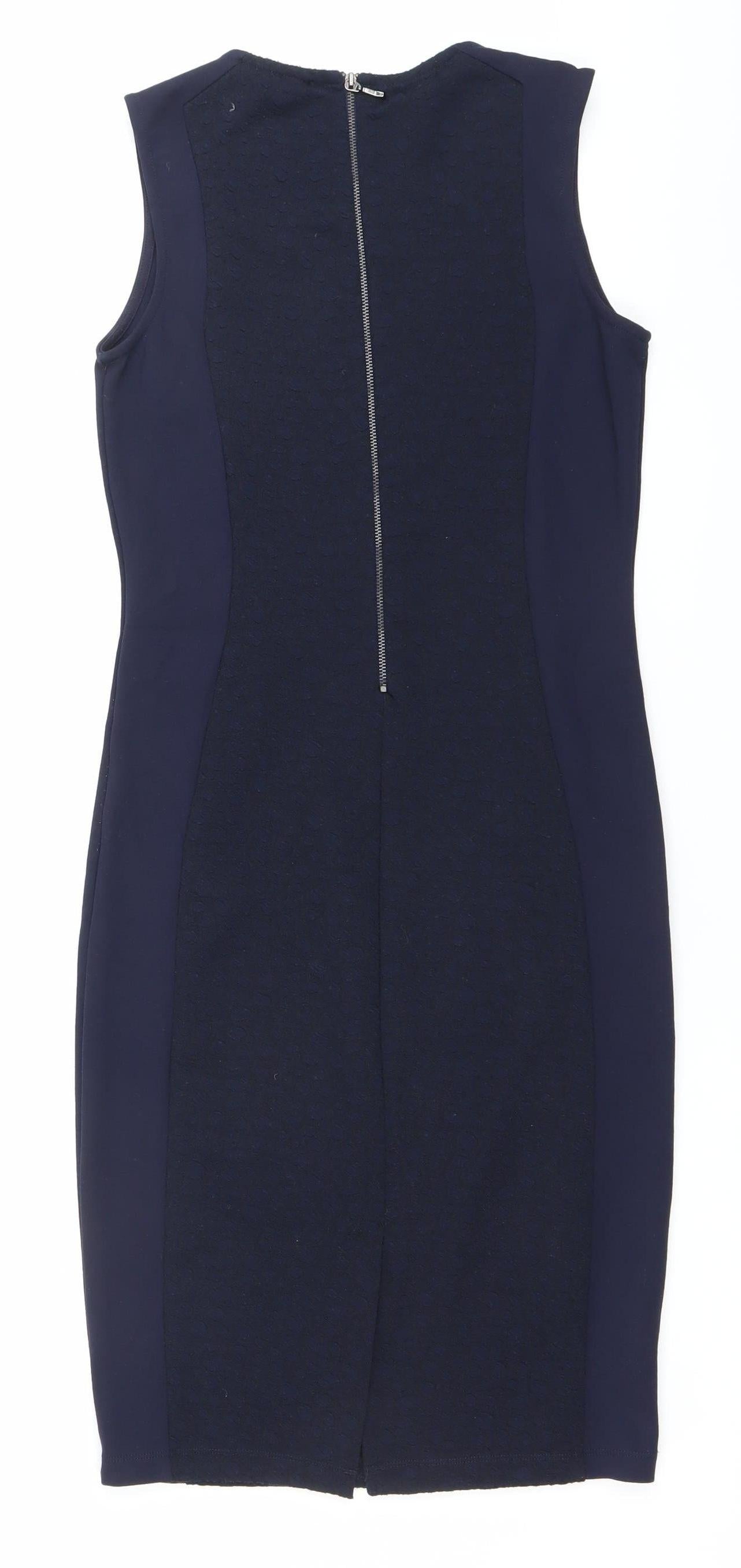 Next Women's Blue Sheath Dress UK 10 Sleeveless Knee Length Workwear