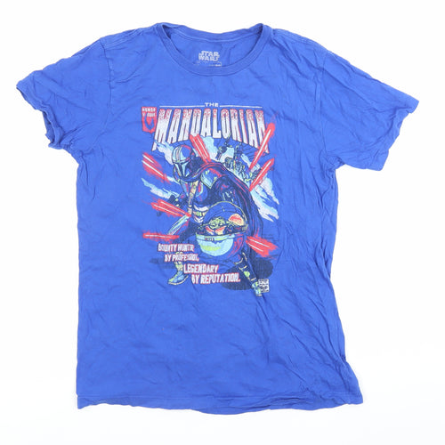 Star Wars Mandalorian Blue Graphic Men's M T-Shirt