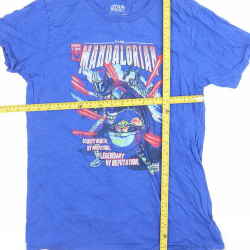 Star Wars Mandalorian Blue Graphic Men's M T-Shirt
