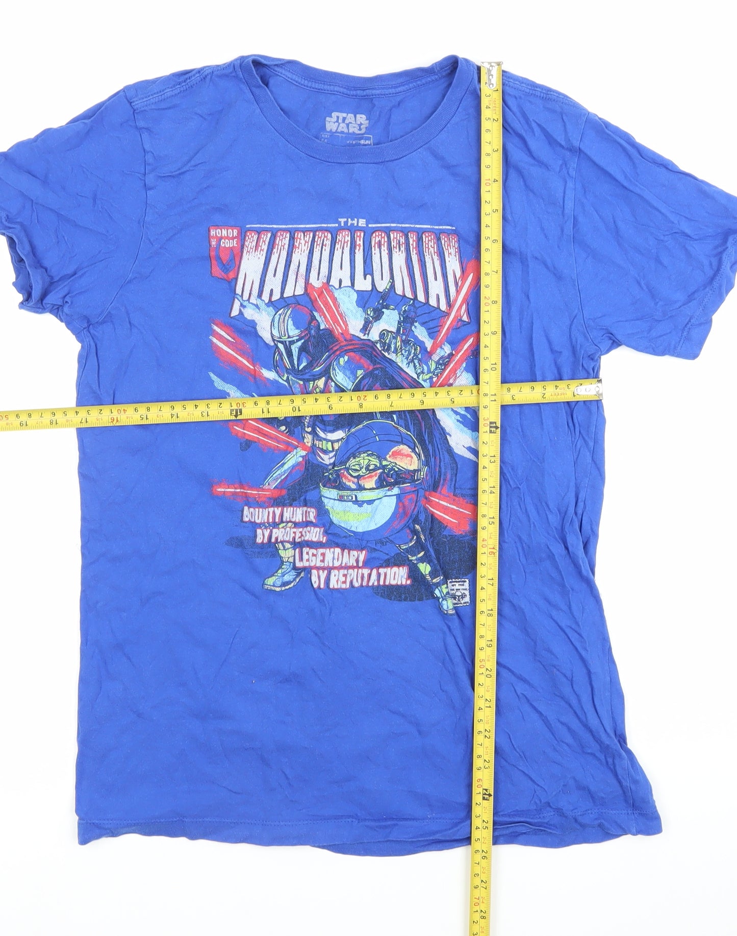 Star Wars Mandalorian Blue Graphic Men's M T-Shirt