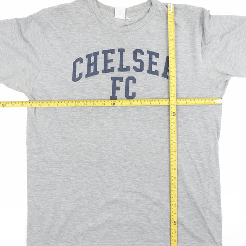 Chelsea FC Men’s Grey L Short Sleeve Sports T-Shirt Cotton Blend
