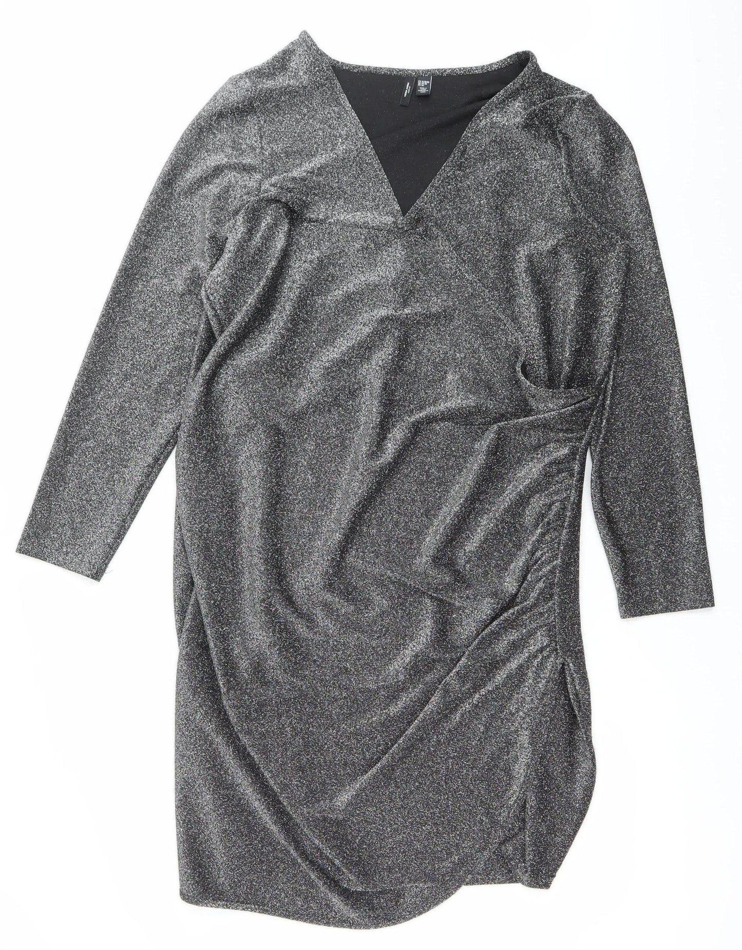 Vero Moda Women Silver Plus Size 24-26 Bodycon Dress Party Knee Length