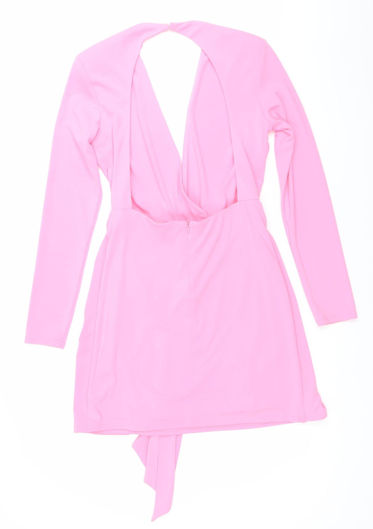 Zara Women’s Pink Wrap Dress Size 12 Long Sleeve V-Neck Party