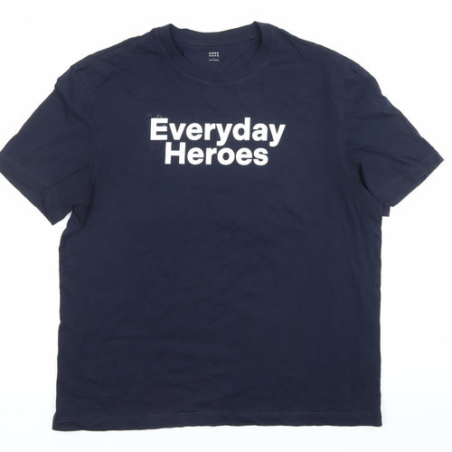 Marks and Spencer Men's Blue Graphic Everyday Heroes Father's Day T-Shirt Size L